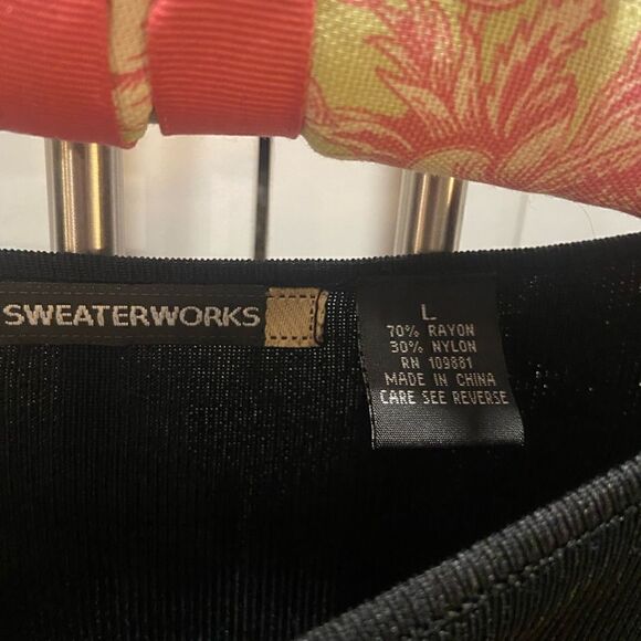 Sweaterworks Sweater Size L Sequins Pumpkin Black Long Sleeve Fall Halloween - Picture 4 of 8